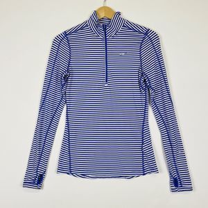 Nike Dri-Fit Lightweight Purple White Stripe Mock Neck Half Zip Jacket Womens XS